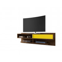 Manhattan Comfort 222BMC94 Astor 70.86 Modern Floating Entertainment Center 1.0 with Media Shelves in Rustic Brown and Yellow